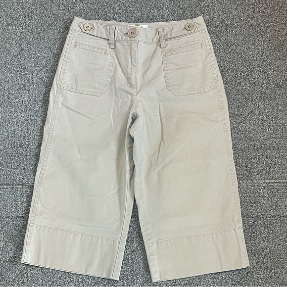 Vintage Talbots Stretch Capri Pants Womens Size 2 Petite Beige Pockets - Picture 1 of 10